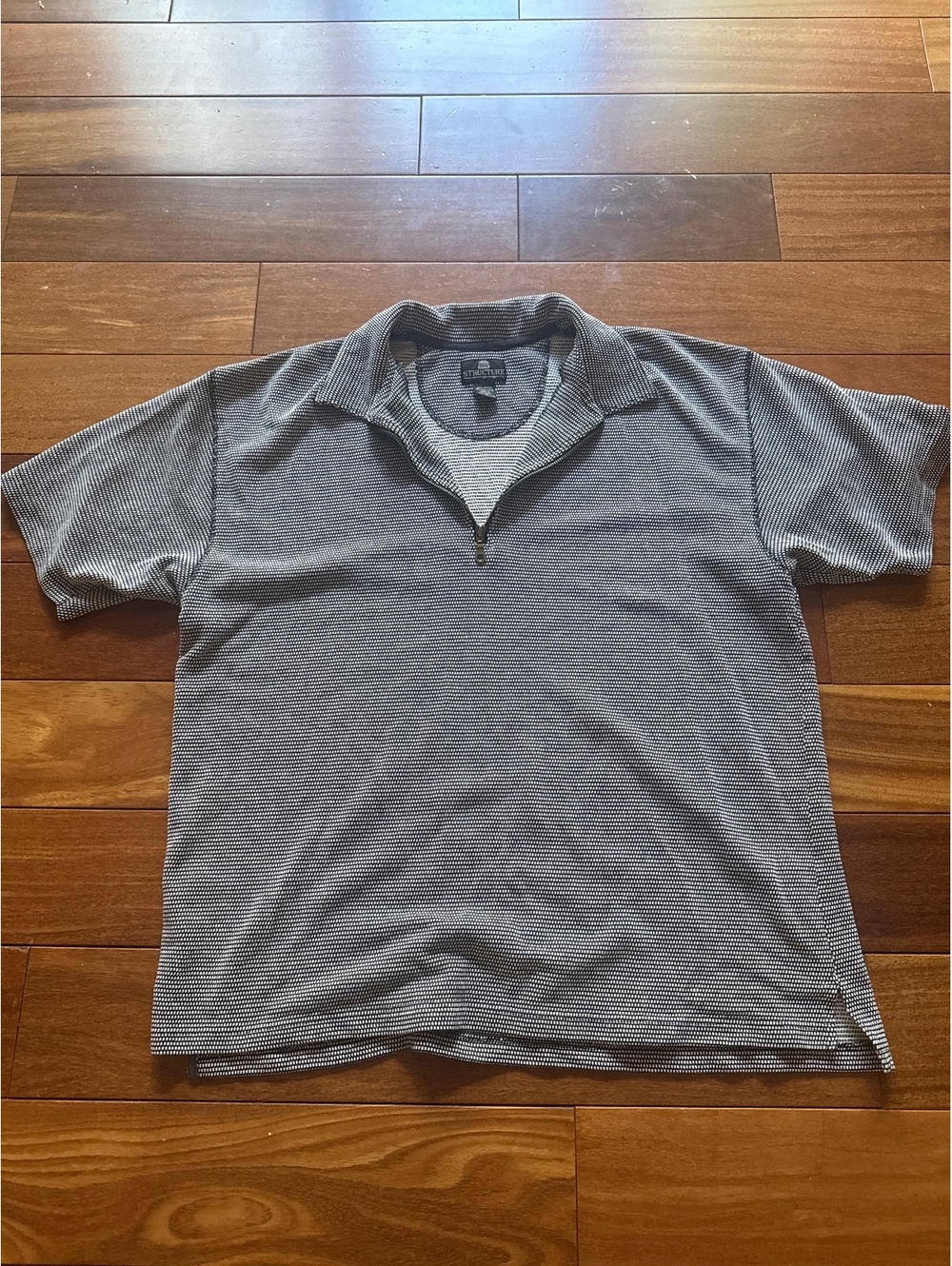 Structure Men's Short Sleeve Quarter Zip Polo Shirt Gray Size XL